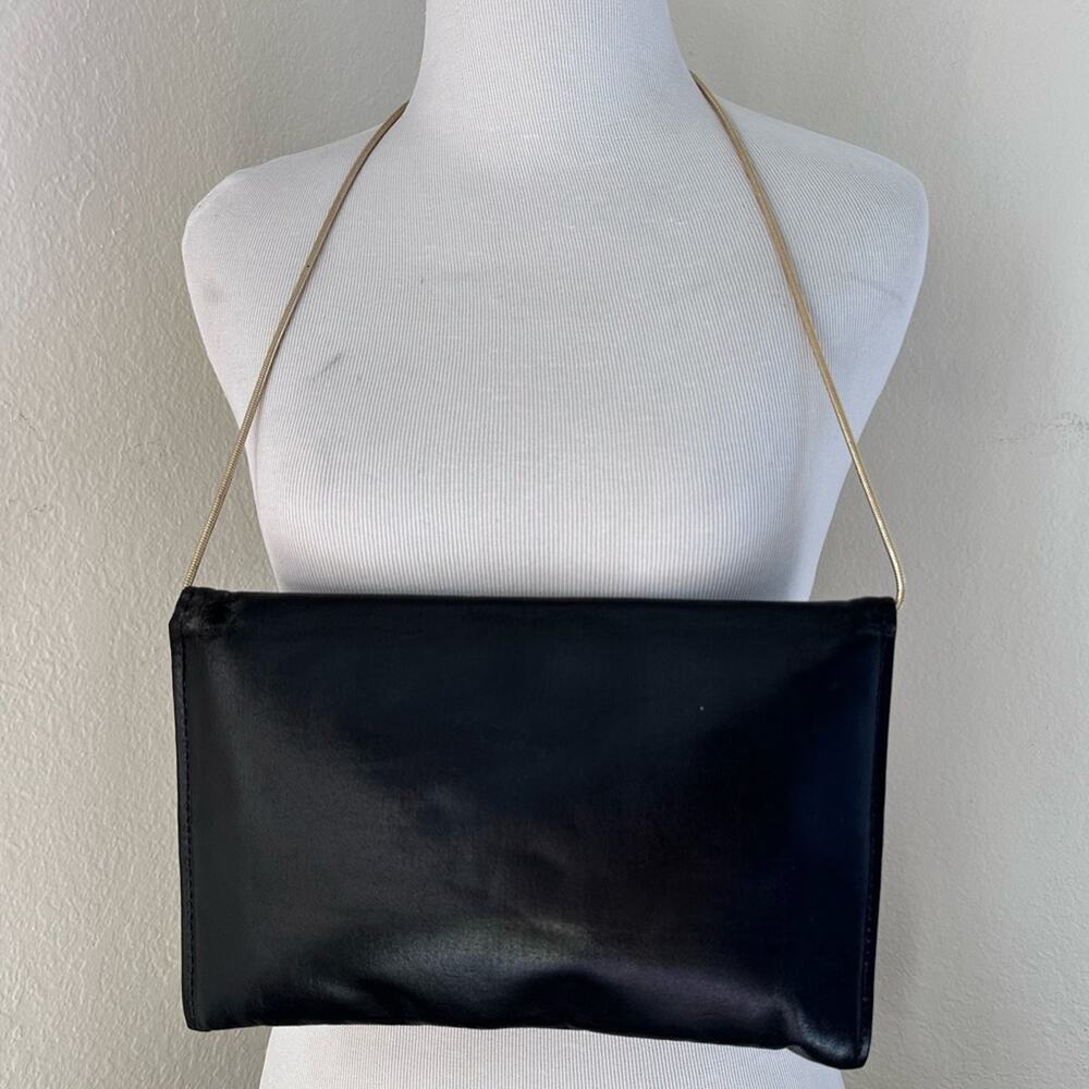 Maryann Rosenfeld Vintage 1980s Shoulder Black Leather Purse - Picture 9 of 12